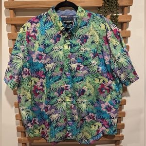 Crown & Ivy Casual Button Down Blue Green Red Pink Floral Classic Fit Size XL